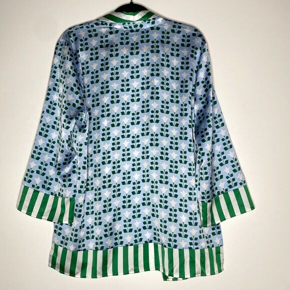 Ann Taylor 2024 Floral Tile Kimono Satin Cardigan Women's Size Large - Picture 8 of 9